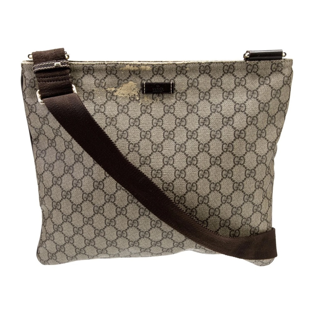 GUCCI GG SUPREME MONOGRAM MEDIUM FLAT MESSENGER BAG